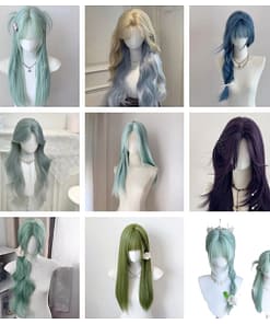 Colorful Synthetic Wig Set for Dolls Long Customizable Hairstyles in Pastel Shades 主图