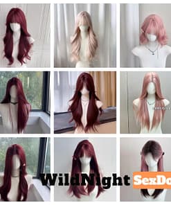 Stylish Synthetic Doll Wigs Long Soft Waves Chic Bob Cuts in Red Pink Burgundy Shades 未命名